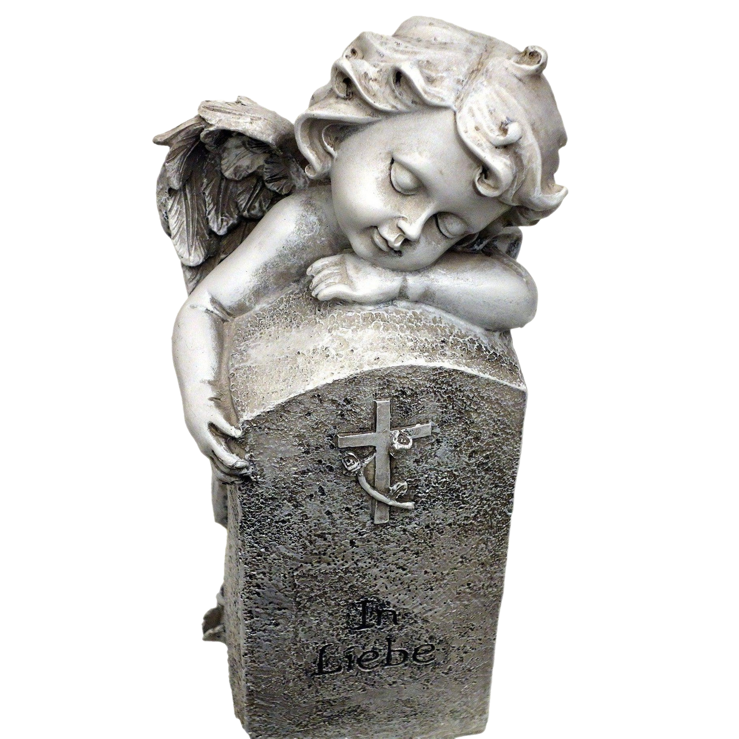 Engel mit Stein / Kreuz mit Rose