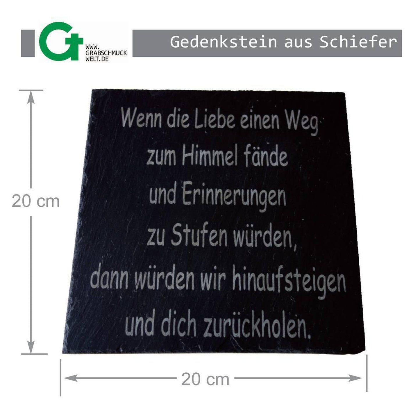 Gedenkstein aus Schiefer, 20 x 20 cm-GrabschmuckWELT