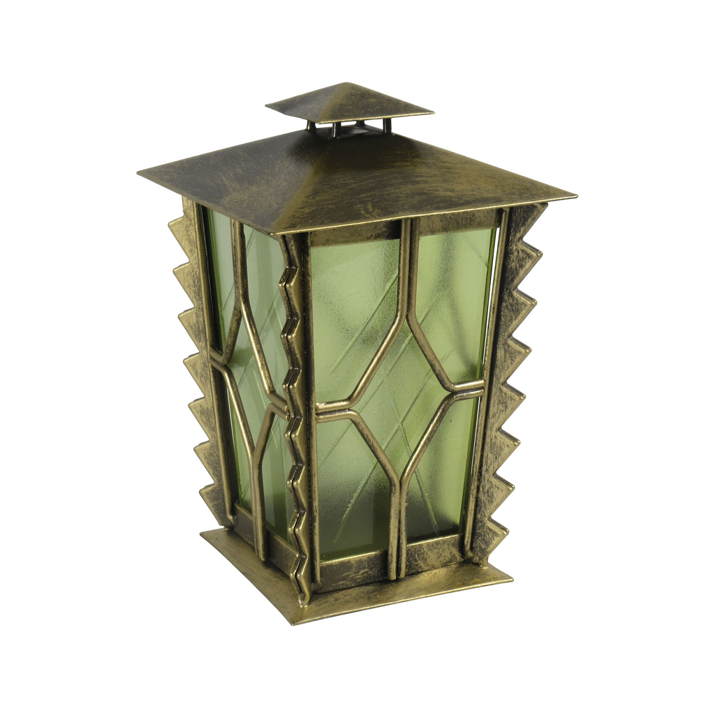 Grableuchte mit Klappdeckel und Glas in antik-gelb