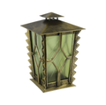 Grableuchte mit Klappdeckel und Glas in antik-gelb