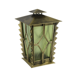 Grableuchte mit Klappdeckel und Glas in antik-gelb