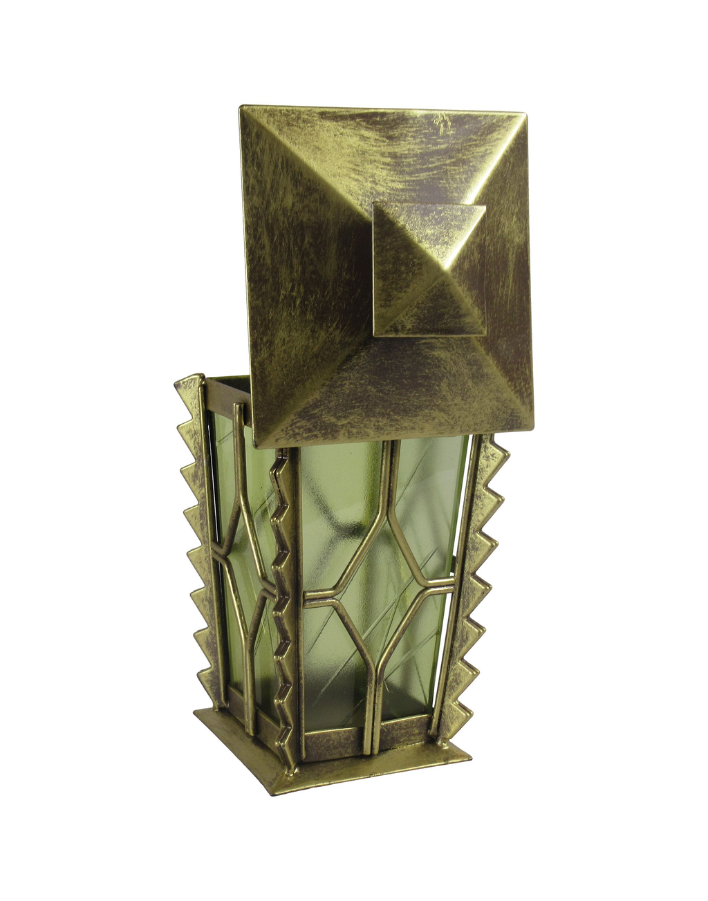 Grableuchte mit Klappdeckel und Glas in antik-gelb