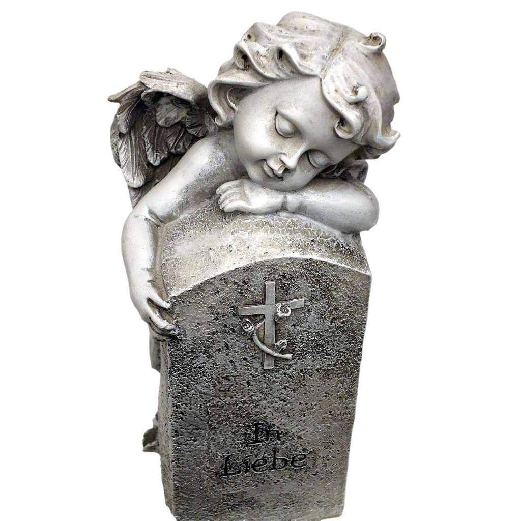Engel mit Stein / Kreuz mit Rose