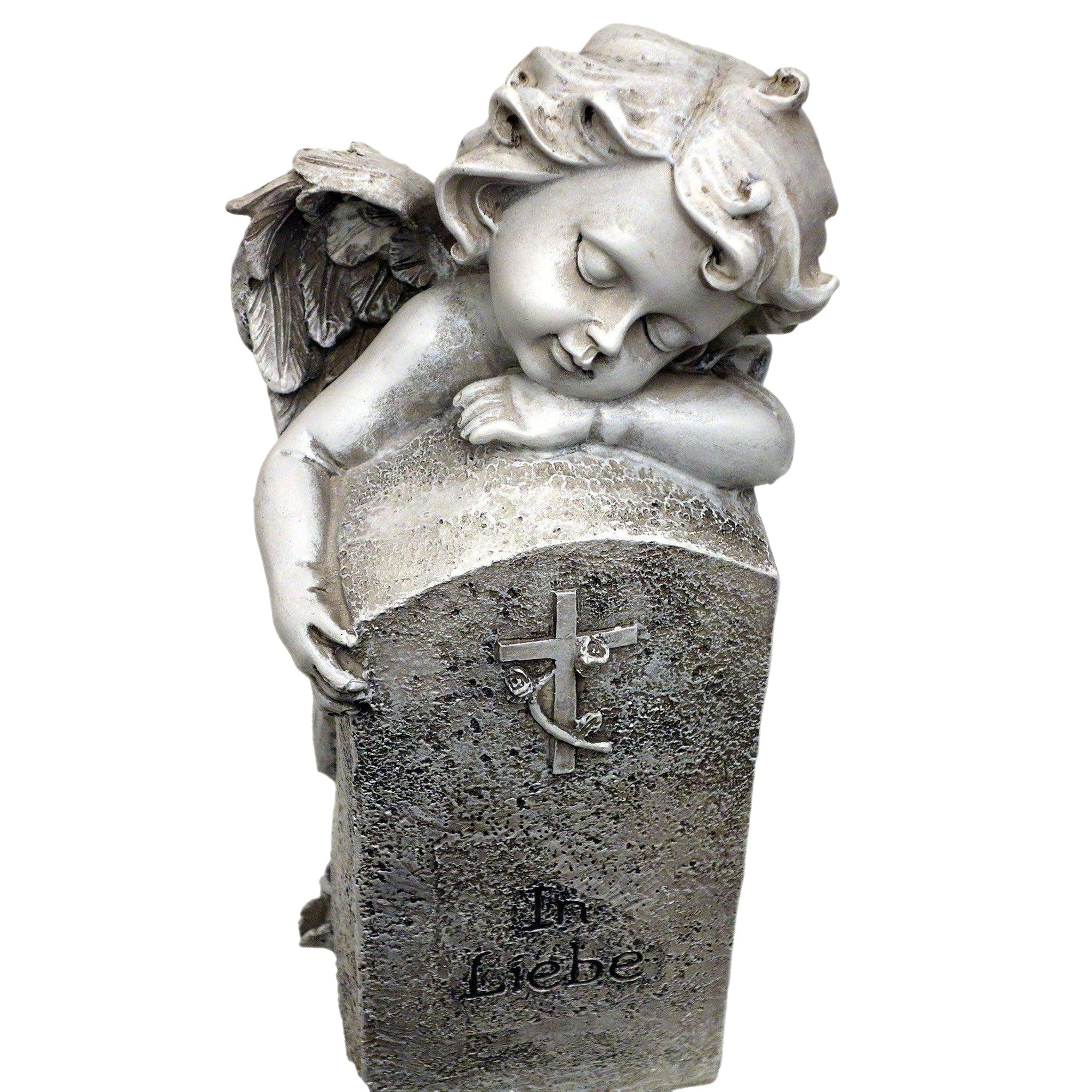 Engel mit Stein / Kreuz mit Rose