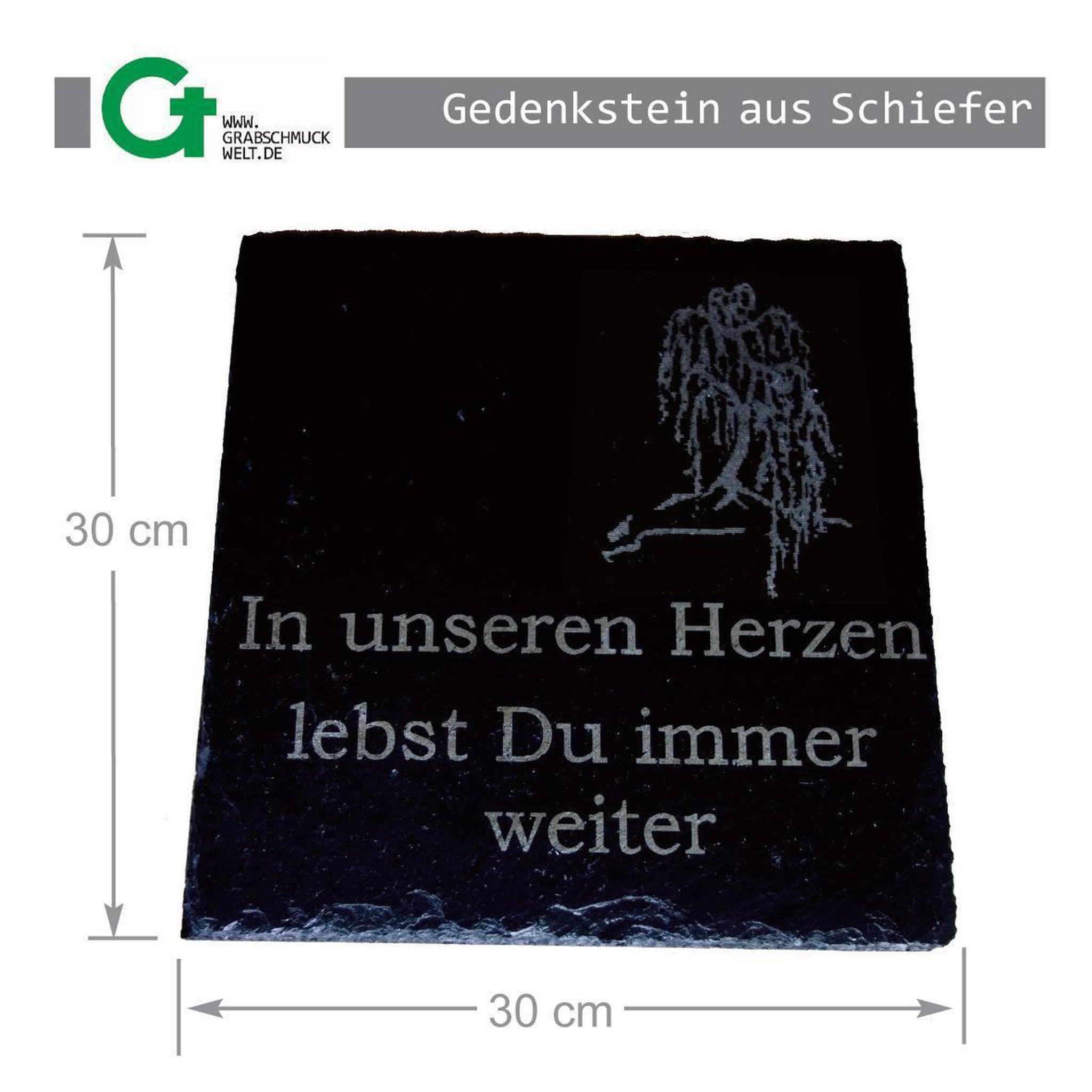 Gedenkstein aus Schiefer, 30 x 30 cm-GrabschmuckWELT