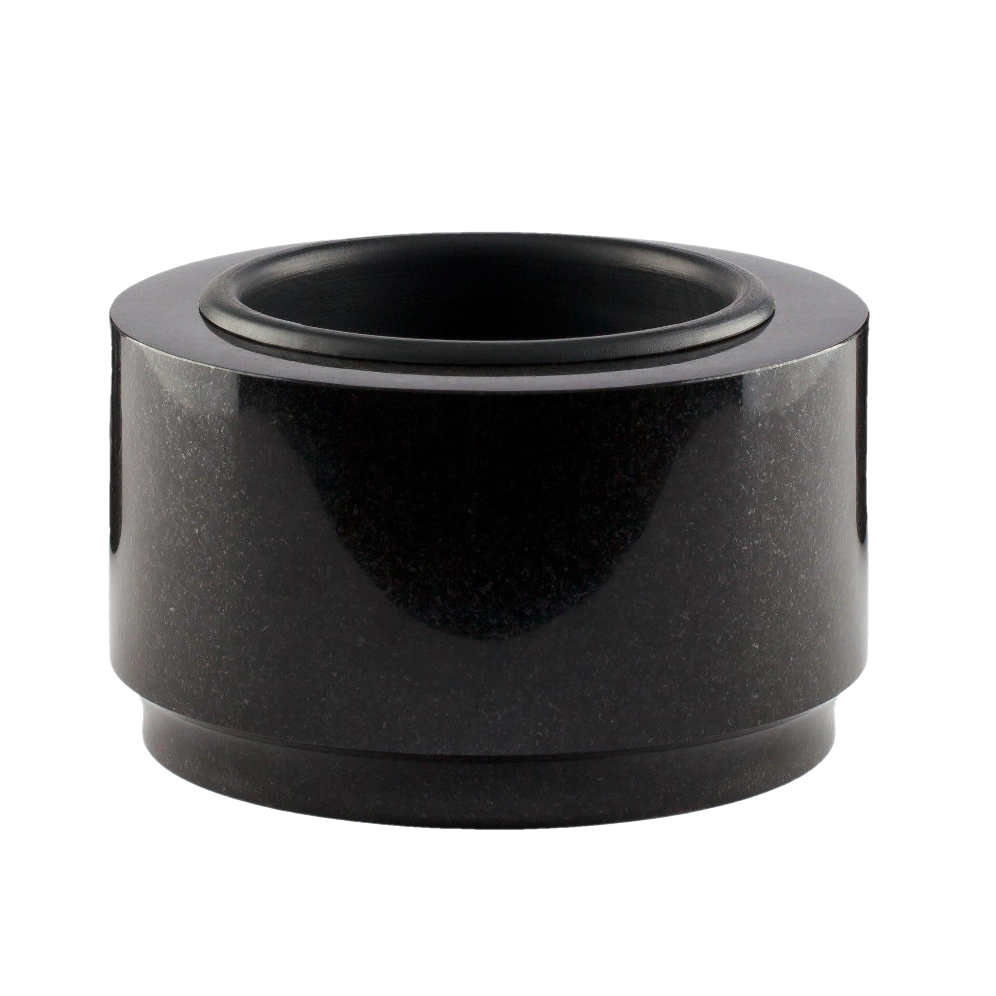 Schwarze Grabschale aus Granit, 23 cm Durchmesser